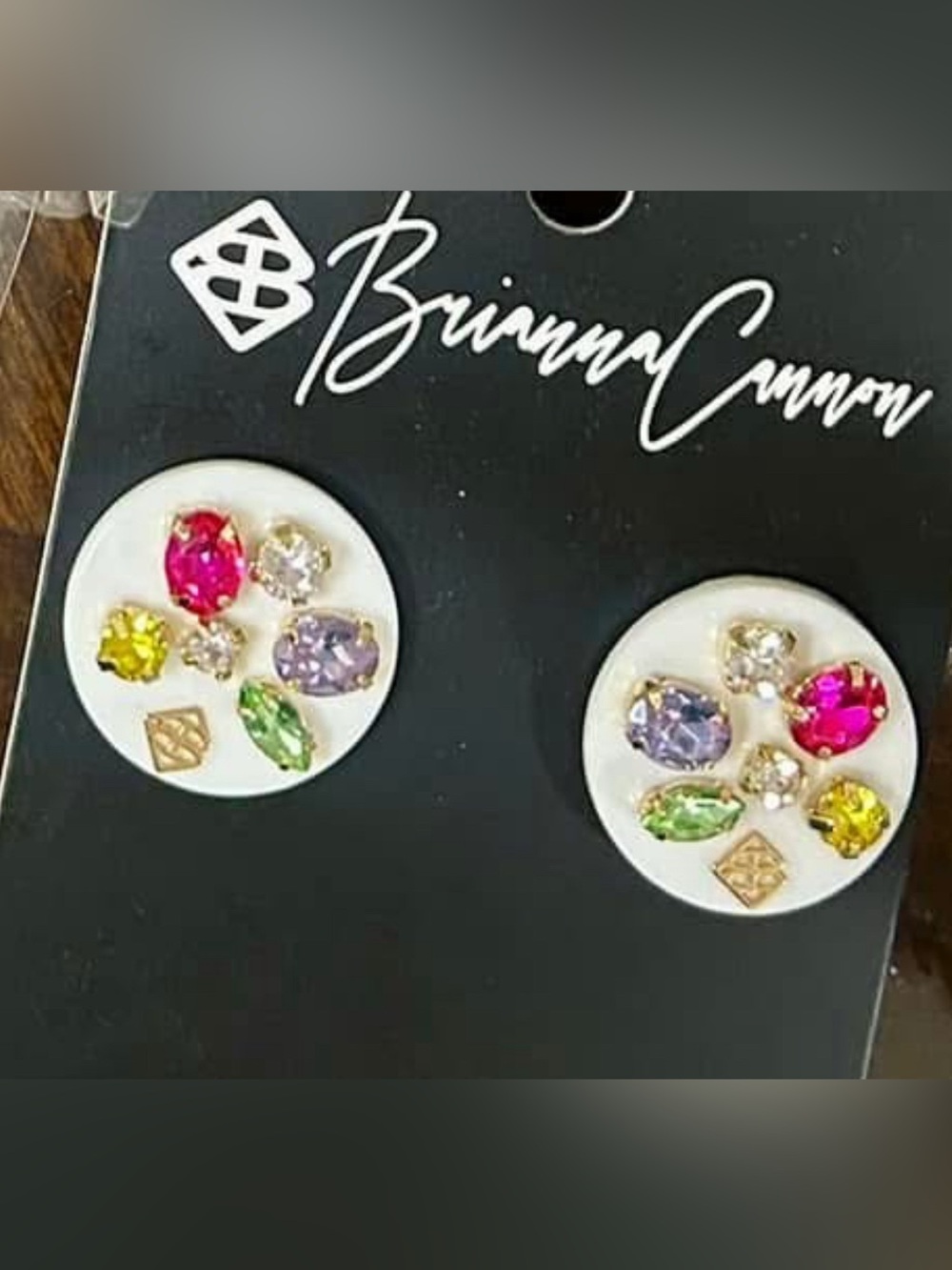 Multicolor Crystal Flower Stud Earrings by Brianna Cannon
